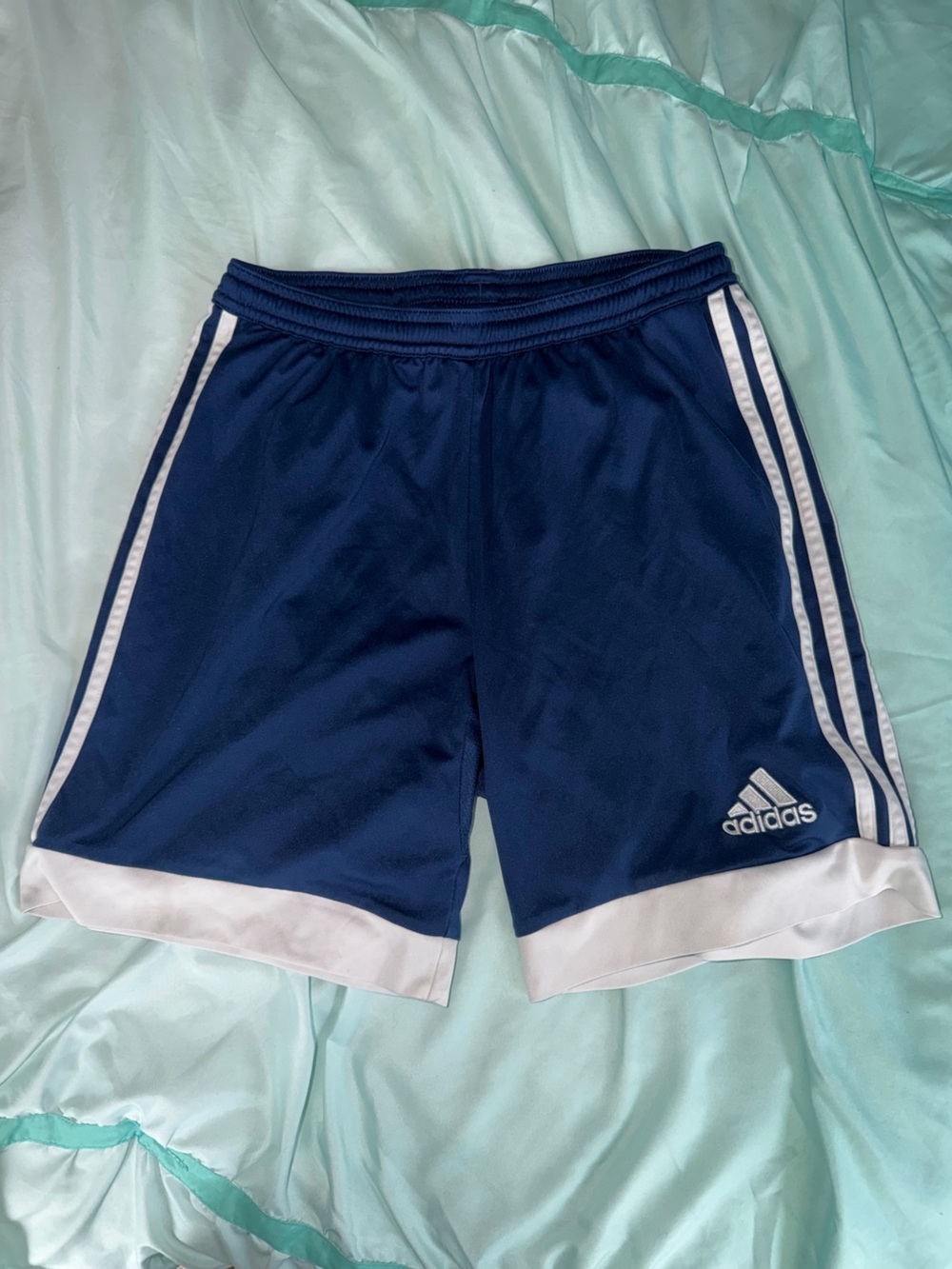 adidas Navy Blue Athletic Shorts with White Accents